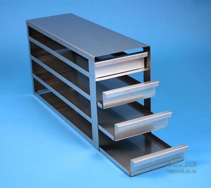 EPPi 32 Drawer Racks for all boxes up to 133x133x32 mm, open design, grip rail, without safety stop, base of drawer closed