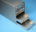 ALPHA 50 Drawer Racks for all boxes up to 136x136x53 mm, closed design, folding handle, with safety stop, base of drawer closed