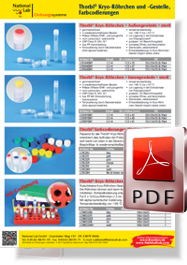 Flyer Thorbi Kryo-Rhrchen und -Gestelle, Farbcodierungen